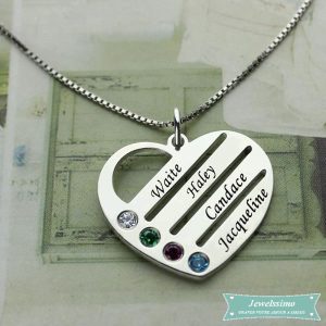 Collier famille 4 prénoms en argent sterling
